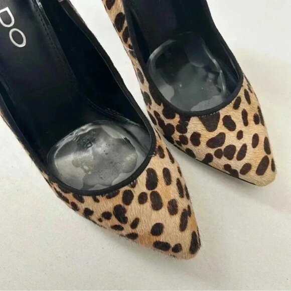 Aldo Leopard Print High Heel Pumps Pointed Toe Platform Brown Tan Size 7.5 - Picture 12 of 16